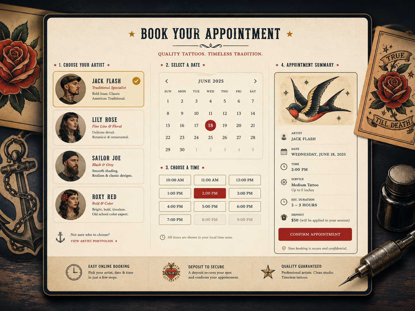 Esempio visuale booking tattoo